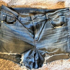 American Eagle Outfitters Blue Jean Shorts with Distressed Hem